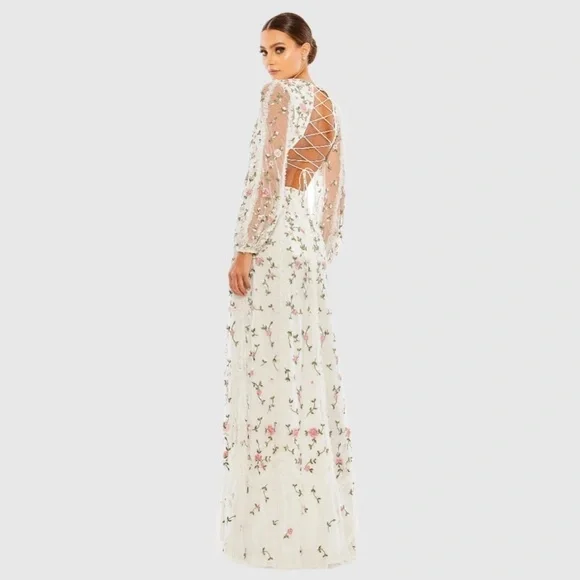 MAC DUGGAL 70159 NWT Long Sleeve Embellished Cut Out A-Line Gown